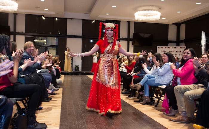 (Rick Egan | The Salt Lake Tribune) Anju Thapaliya Sharma walks the runway, representing Nepal, at the 9th annual Women of the World Fashion Show Gala, Wednesday, March 6, 2019.