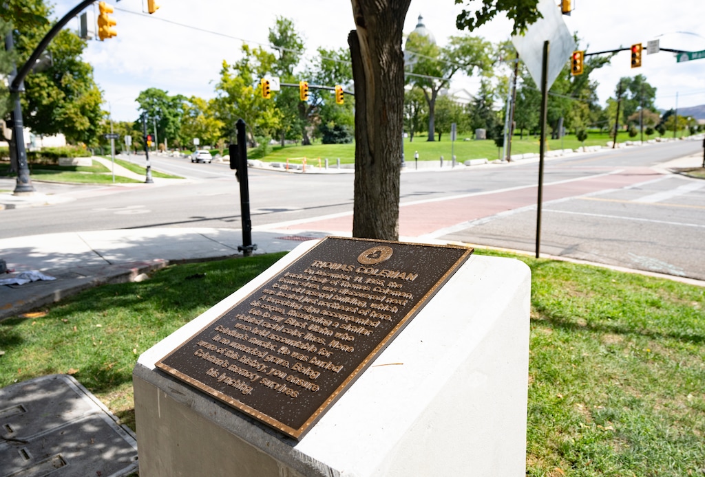 (Rick Egan | The Salt Lake Tribune) The Thomas Coleman Memorial on 300 North and Main Street in Salt Lake, on Wednesday, Aug. 26, 2026.
