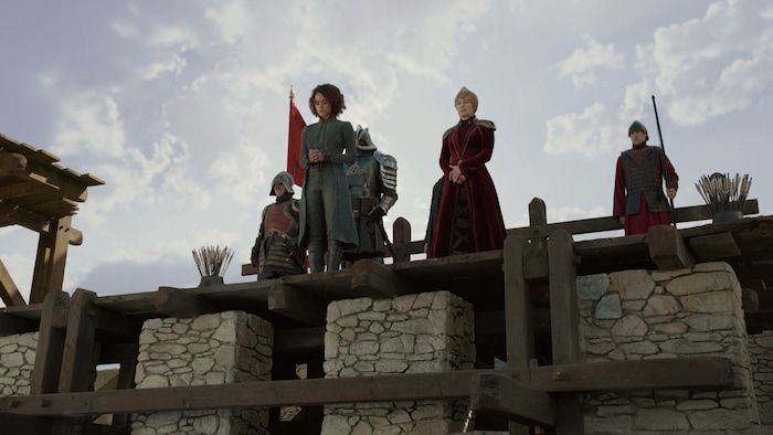 (Photo courtesy HBO) Nathalie Emmanuel as Missandei, Hafþór Júlíus Björnsson as Gregor “The Mountain” Clegane” and Lena Headey as Cersei Lannister in the “Game of Thrones” episodes “The Last of the Starks.”