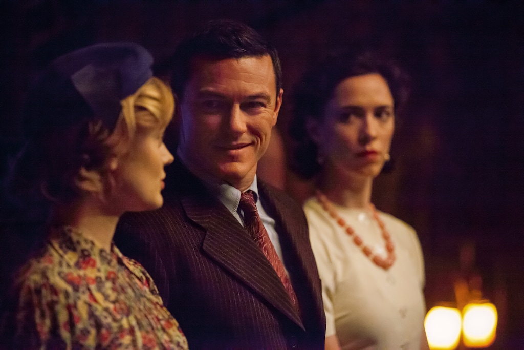 (Claire Folger / Annapurna Pictures) Bella Heathcote, left, stars as Olive Byrne, Luke Evans as Dr. William Marston and Rebecca Hall as Elizabeth Marston in "Professor Marston and the Wonder Women."