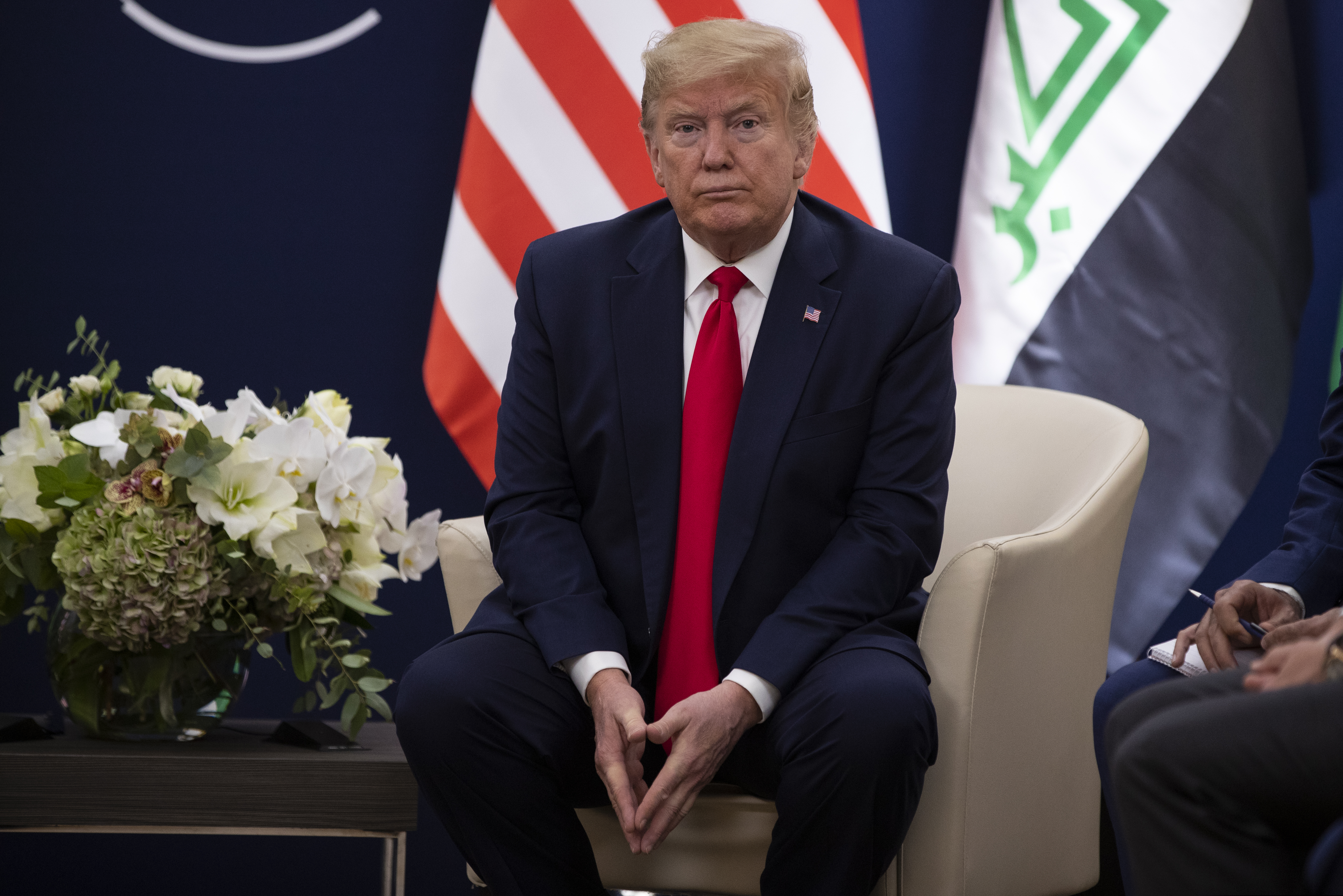 (Evan Vucci | AP) U.S. President Donald Trump meets with Kurdistan Regional Government President Nechirvan Barzani at the World Economic Forum, Wednesday, Jan. 22, 2020, in Davos, Switzerland. The 50th annual meeting of the forum is taking place in Davos from Jan. 21 until Jan. 24, 2020.