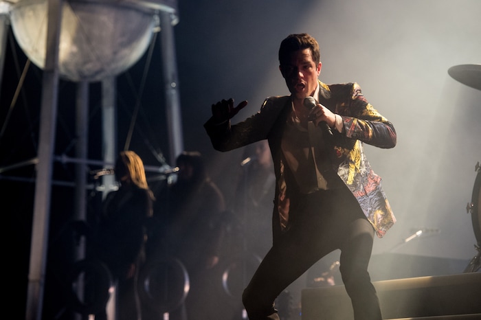 (Photo courtesy of Rob Loud/@robloud) Frontman Brandon Flowers performs at Vivint Smart Home Arena in Salt Lake City on Tuesday, Feb. 6, 2018.