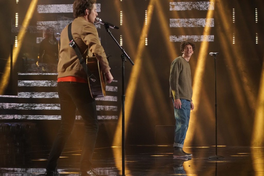 (Photo courtesy of Eric McCandless/ABC) Ben Rector, left, performs with Utah contestant Wyatt Pike on "American Idol."