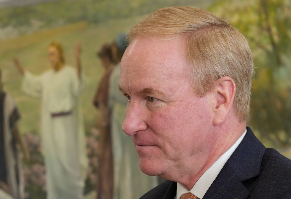 (Chris Samuels | The Salt Lake Tribune) General authority Seventy W. Mark Bassett speaks to The Tribune in November 2025. Bassett died Monday, May 11, 2026, from a "traumatic brain injury."