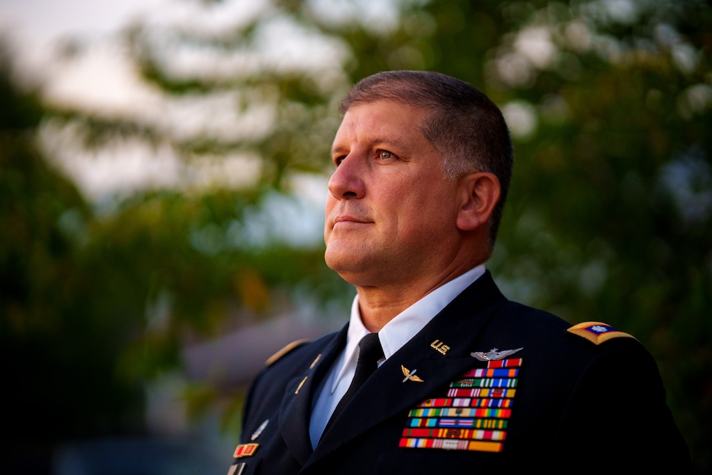 (Trent Nelson  |  The Salt Lake Tribune) Lt. Col. Matthew Badell, newly retired from the Utah National Guard, in Provo on Tuesday, Sept. 7, 2021.