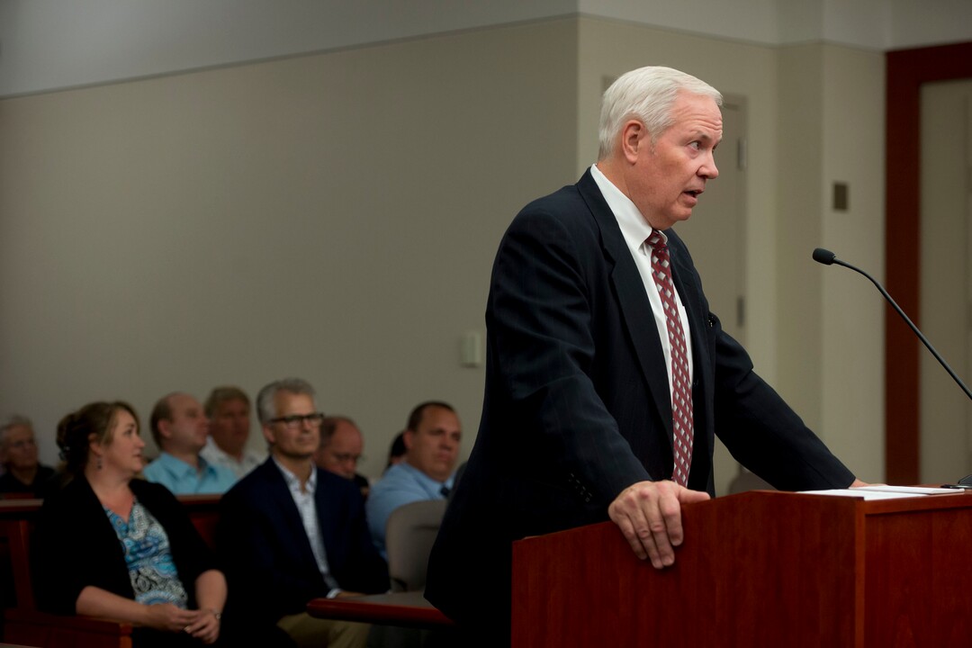 (Jeremy Harmon  |  The Salt Lake Tribune) Attorney Roger Hoole, who represents former member of the FLDS church, addresses the court during a UEP hearing in Salt Lake City on Tuesday, June 18, 2019. 