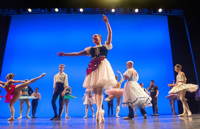 (Rick Egan  |  The Salt Lake Tribune)   Dancers rehearse before competition, at the 2018 Youth America Grand Prix Regional Semi-Finals at the University of Utah Marriott Center for Dance, Saturday, Feb. 17, 2018.
