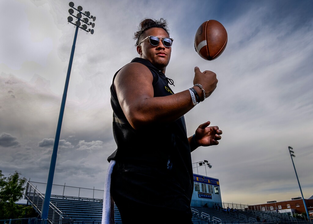 (Leah Hogsten  |  The Salt Lake Tribune)  Orem High School football team running back and linebacker, Noah Sewell, August 8, 2019.