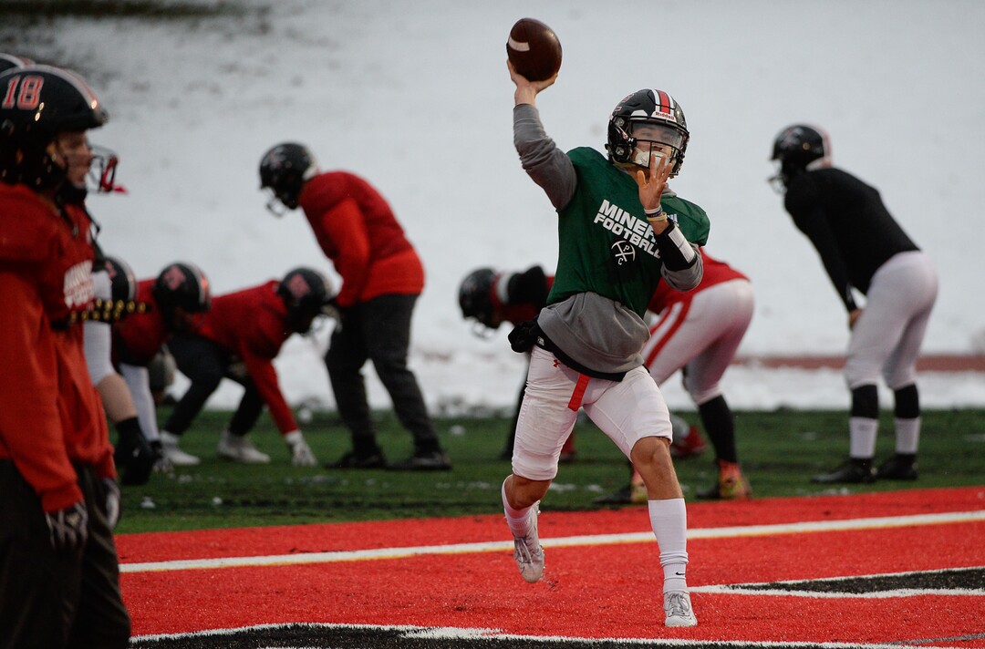 (Francisco Kjolseth | The Salt Lake Tribune)  Park City quarterback Jack Skidmore prepares for the team's upcoming 4A Championship game on Wednesday, Nov. 20, 2019, in Park City before facing Sky View in the title game Friday. If they win, it would be the first football title for the school. They have played in five championship games before this year, with the last one taking place in 2001.