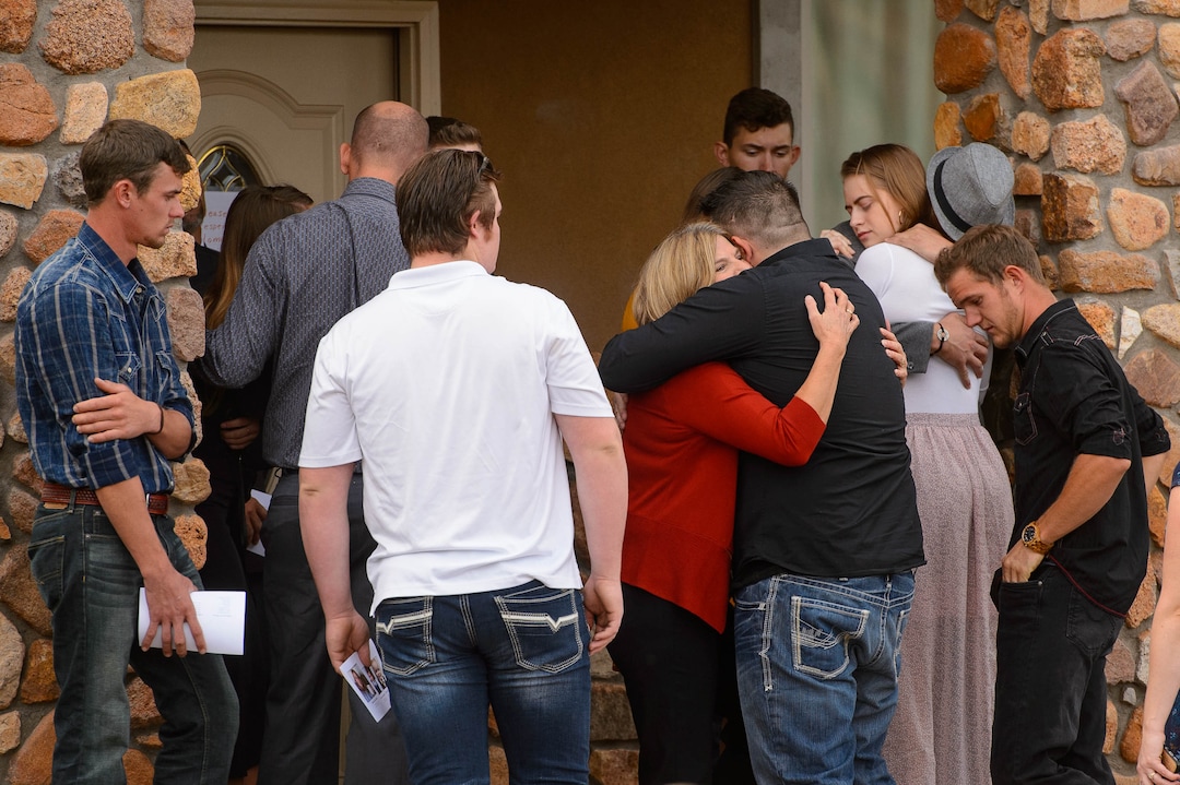 (Trent Nelson  |  The Salt Lake Tribune)
Family gathers for the funeral for Dawna Langford and two of her children, Trevor and Rogan, in La Mora, Sonora on Thursday, Nov. 7, 2019. Three women and six of their children, all members of the extended LeBaron family, died when they were gunned down in an attack while traveling along Mexico's Chihuahua and Sonora state border on Monday, Nov. 4, 2019.