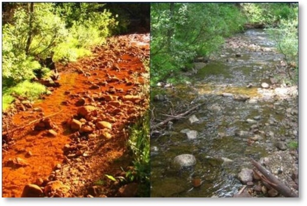 (National Park Service photo)

Soda Butte Creek before it was restored (left) and after.