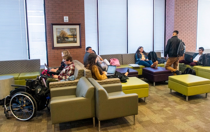 (Rick Egan  |  The Salt Lake Tribune)      Students study and visit in the commons area at LDS Business College, which will soon be re-named Ensign College. Tuesday, Feb. 25, 2020.