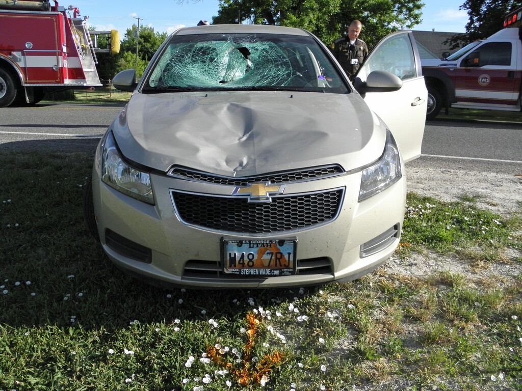 (Courtesy  Utah Highway Patrol) The gold car that fatally struck former Richmond Mayor Marvin Traveller on Thursday, June 7, 2018, in Richmond.