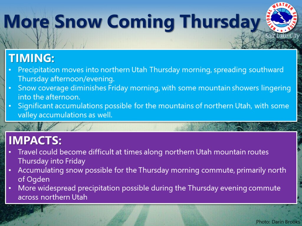 (Courtesy of the National Weather Service) A snowstorm is expected in Utah on Thursday.