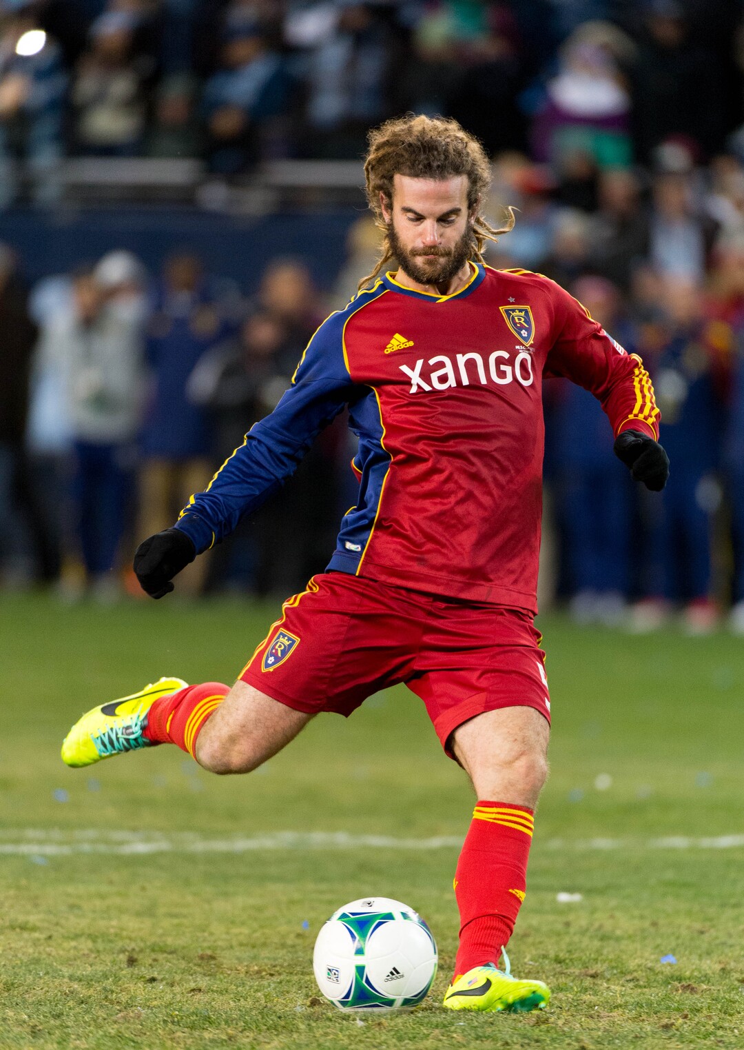 Trent Nelson  |  The Salt Lake TribuneReal Salt Lake's Kyle Beckerman (5) scores during the shootout as Real Salt Lake faces Sporting KC in the MLS Cup Final at Sporting Park in Kansas City, Saturday December 7, 2013.