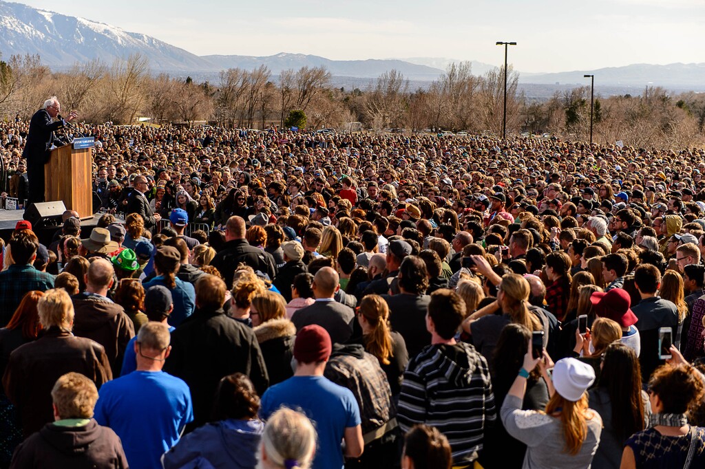 Trent Nelson  |  The Salt Lake TribuneDemocratic presidential candidate Bernie Sanders speaks at This is the Place Heritage Park in Salt Lake City, Friday March 18, 2016.