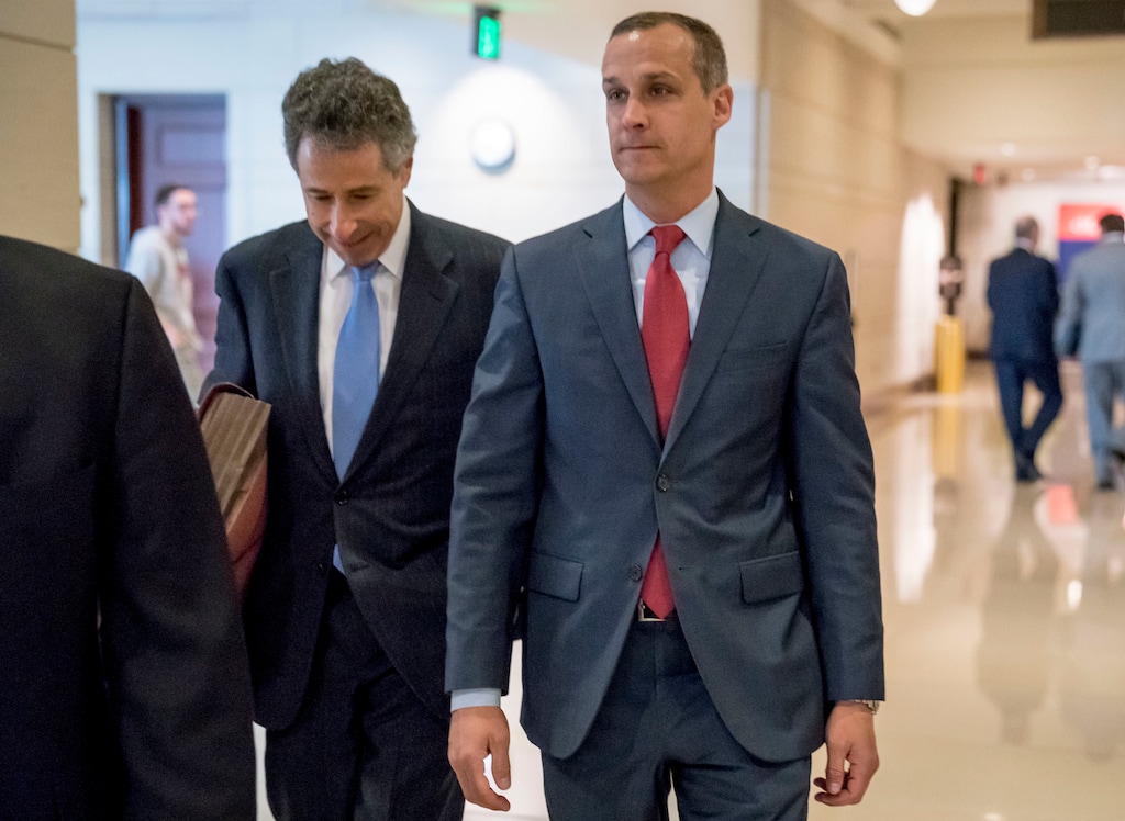 (Andrew Harnik | AP file photo) President Donald Trump's former campaign manager Corey Lewandowski, right, and his lawyer Peter Chavkin, left, arrive to meet behind closed doors with the House Intelligence Committee, at the Capitol in Washington on March 8, 2019. Lewandowski, is expected to testify publicly before the House Judiciary Committee on Tuesday, Sept. 17, in what the panel is labeling its first official impeachment hearing.