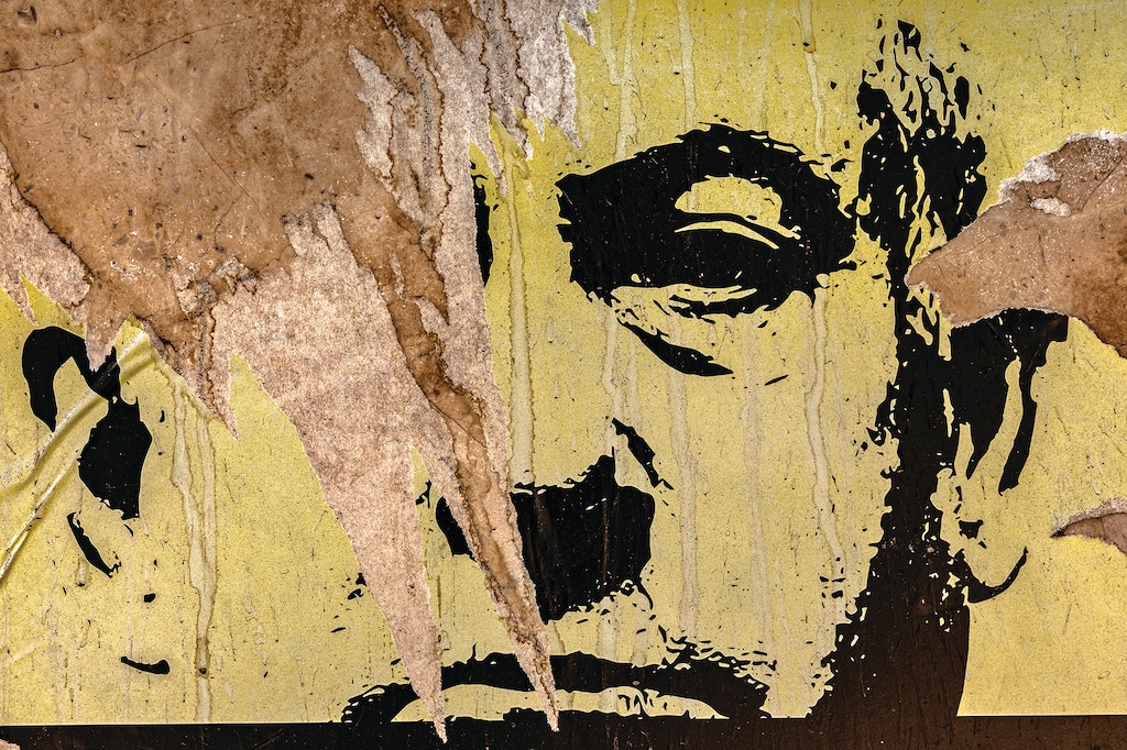 FILE — A torn poster of Israeli Prime Minister Netanyahu at a protest in Tel Aviv, Israel, on Oct. 3, 2025. (David Guttenfelder/The New York Times)