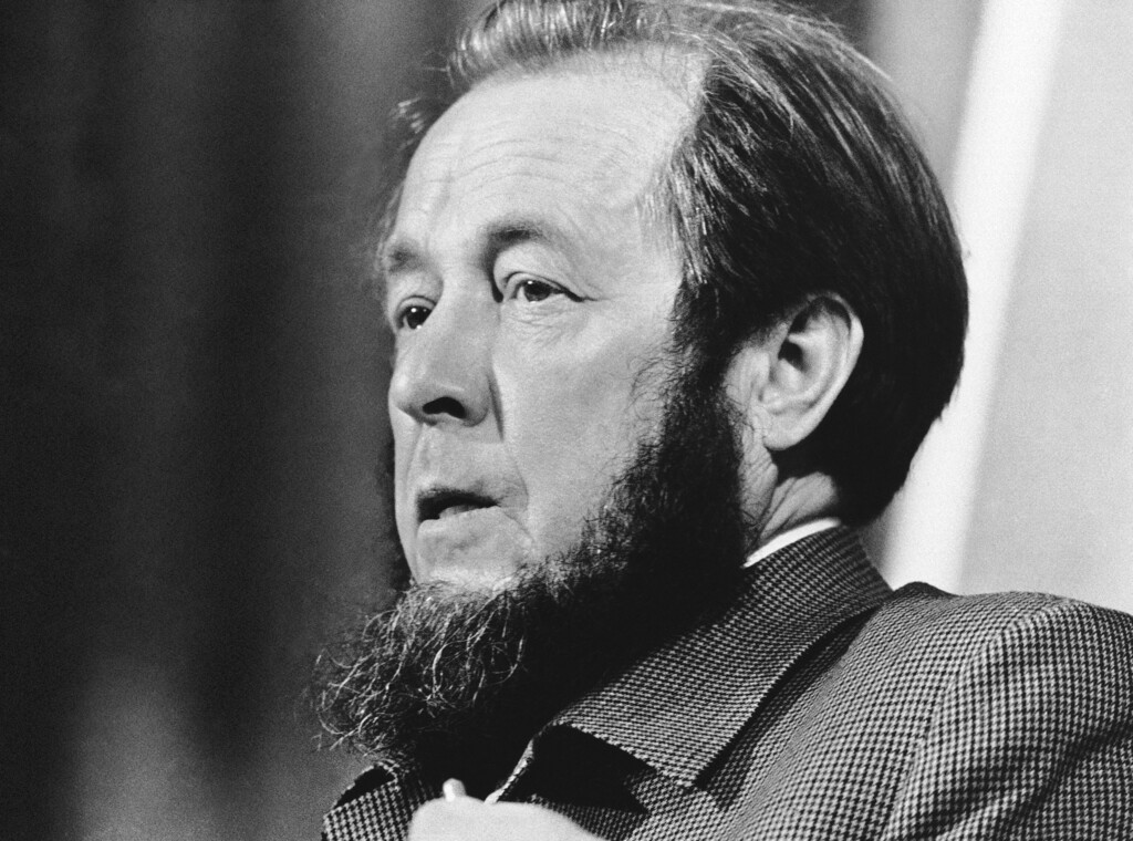 (AP Photo) In this Dec. 12, 1974 file photo, Soviet dissident Aleksandr Solzhenitsyn at a press conference at the Grand Hotel in Stockholm. Solzhenitsyn was central in exposing the horrors of Soviet slave labor camps from his own experiences through works such as "One Day in the Life of Ivan Denisovich." The Swedish Academy awarded him the Nobel Prize in Literature in 1970, "for the ethical force with which he has pursued the indispensable traditions of Russian literature." Solzhenitsyn decided not to leave the Soviet Union to receive his prize, fearing authorities wouldn't let him back. He accepted the award four years later after he was exiled from the Soviet Union. This year's winner is due to be announced on Thursday, Oct. 5, 2017.
