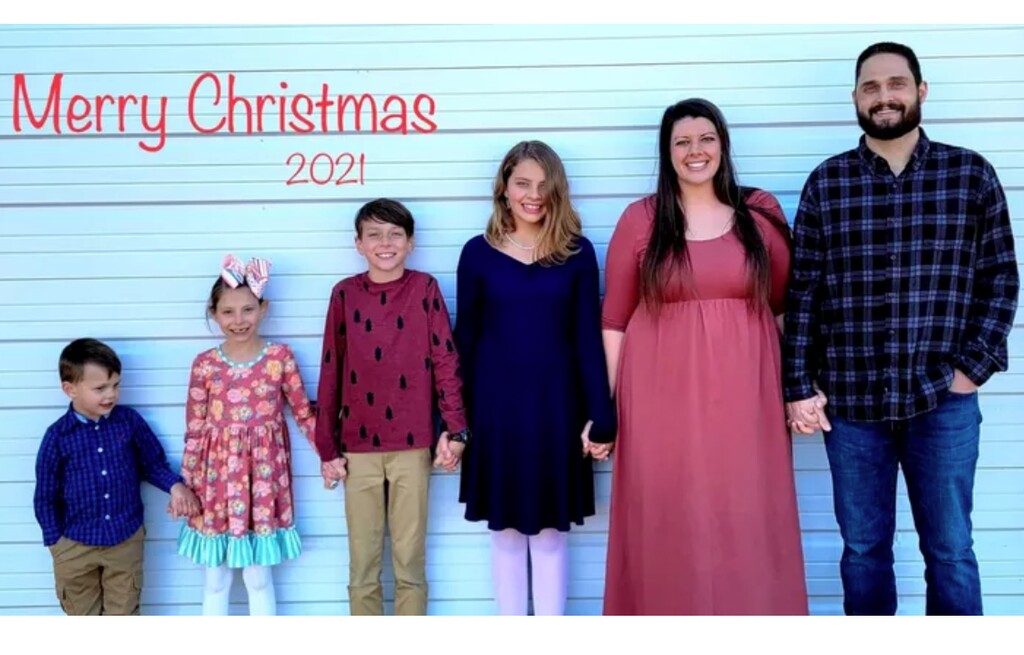 (GoFundMe) The Copeland family's bus burst into flames on Monday, injuring Kyle Copeland and all four children.