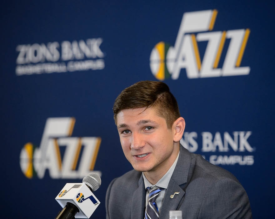 (Trent Nelson | The Salt Lake Tribune)The Utah Jazz introduce their top draft pick Grayson Allen in Salt Lake City, Wednesday June 27, 2018.