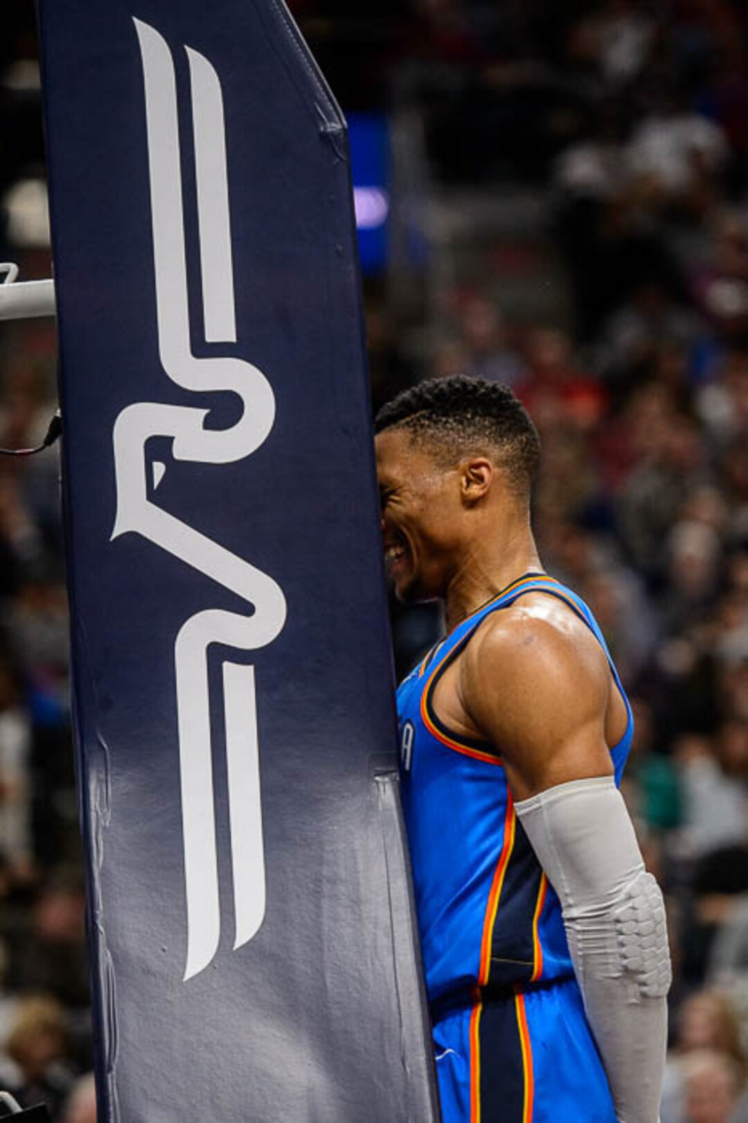 (Trent Nelson | The Salt Lake Tribune)  Oklahoma City Thunder guard Russell Westbrook (0) as the Utah Jazz host the Oklahoma City Thunder, NBA basketball in Salt Lake City, Saturday December 23, 2017.