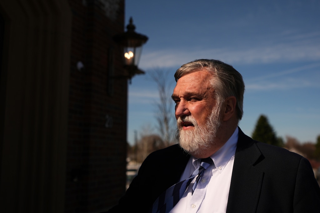 (Lindsey Wasson | AP) Pastor Doug Wilson stands for a portrait after Sunday services at the new campus for Christ Church and its Logos School, Sunday, April 6, 2025, in Moscow, Idaho.