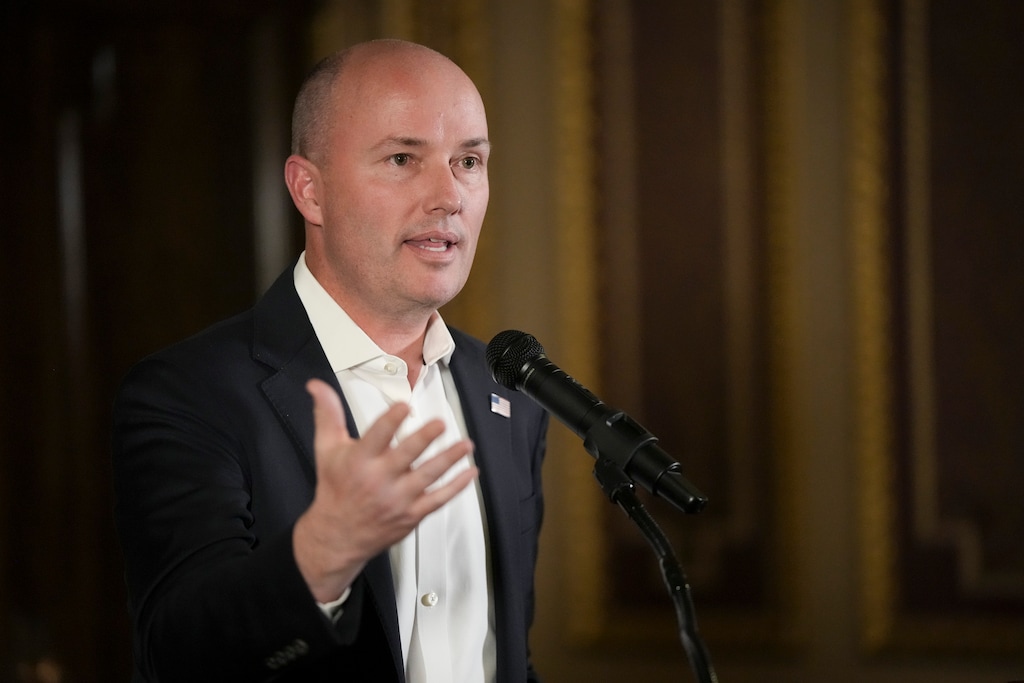 (Bethany Baker | The Salt Lake Tribune) Gov. Spencer Cox speaks during a news conference on the last day of the legislative session at the Utah Capitol in Salt Lake City on Friday, March 7, 2025.