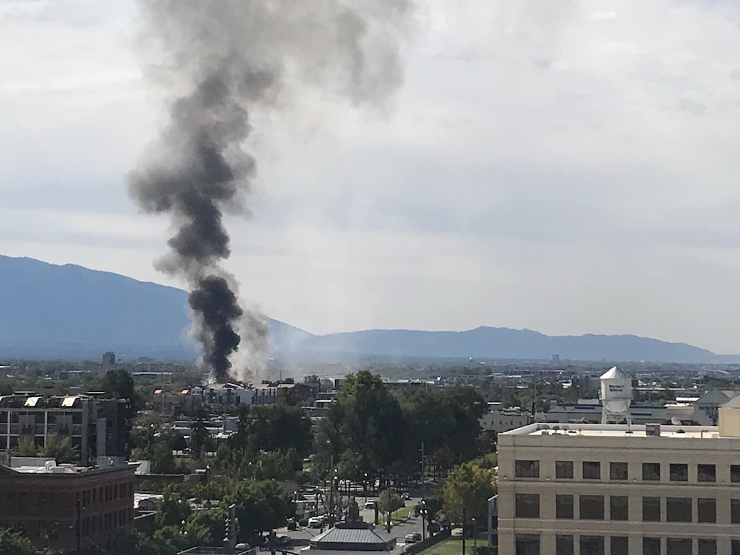 (Claudia Laws | The Salt Lake Tribune) A fire burns at 900 South and 200 West in Salt Lake City, Wednesday, Sept. 9, 2020.