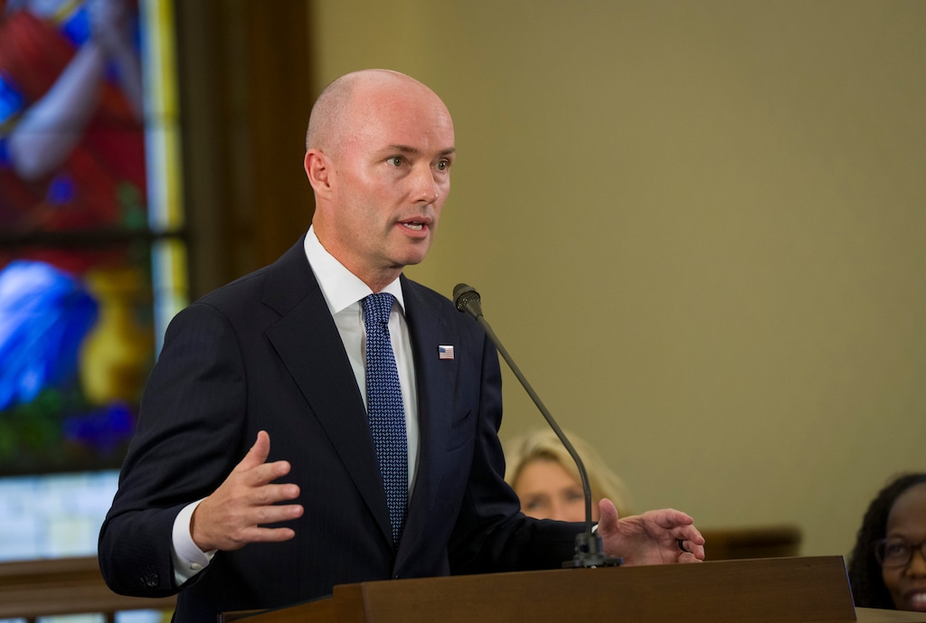 (Bethany Baker | The Salt Lake Tribune) Gov. Spencer Cox speaks during an event on Sept. 1, 2026. On Monday, Cox signed an executive order creating the Recovery Utah Initiative, aimed at making government more efficient when it comes to providing substance use and mental health treatment.