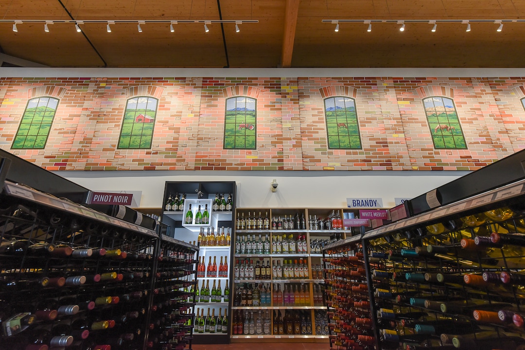 (Francisco Kjolseth  |  The Salt Lake Tribune)  Made entirely out of colored tape, the work by Utah artist Chad Farnes is on the display at Utah's newest liquor store in Herriman as staff gets ready for the opening on Friday, Aug. 30, 2019.