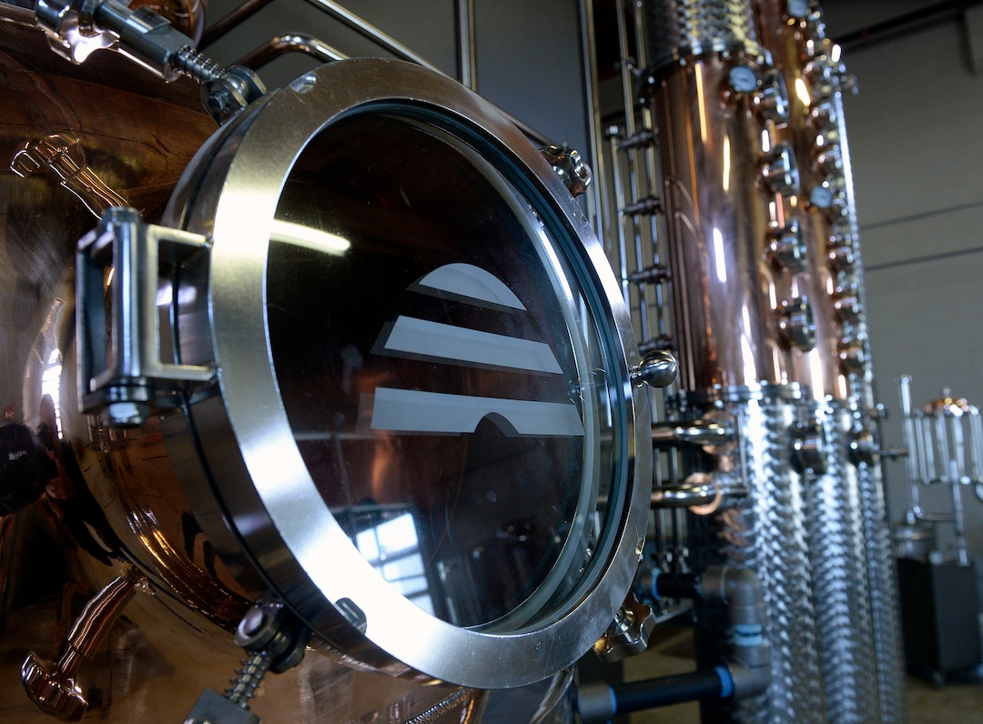 (Al Hartmann  |  The Salt Lake Tribune) 	
The new 450-gallon copper still at Beehive Distilling's new Salt Lake City location at 2245 S. West Temple.  Beehive will continue to make its signature Jack Rabbit gin, but the larger still means it can start producing whiskey and other spirits.