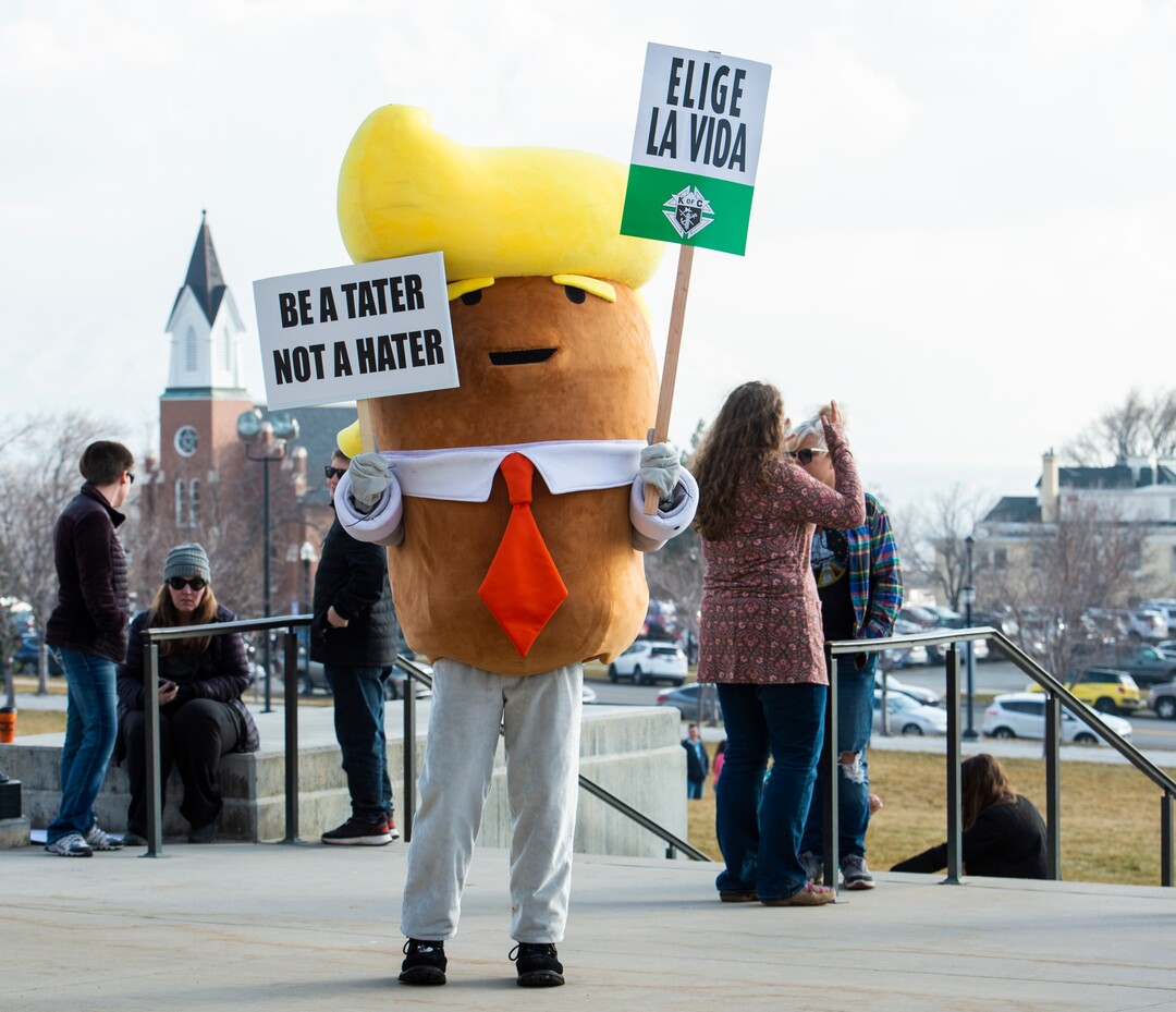 (Rick Egan  |  The Salt Lake Tribune)     Dusty Johns speakers at the March for Life Utah rally at the Utah State Capitol, Saturday, Jan. 25, 2020.