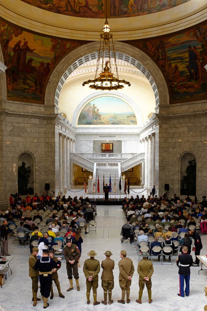 (Trent Nelson | The Salt Lake Tribune)  
Commemoration of WW1 Armistice 100th Anniversary, in Salt Lake City on Thursday Nov. 8, 2018.