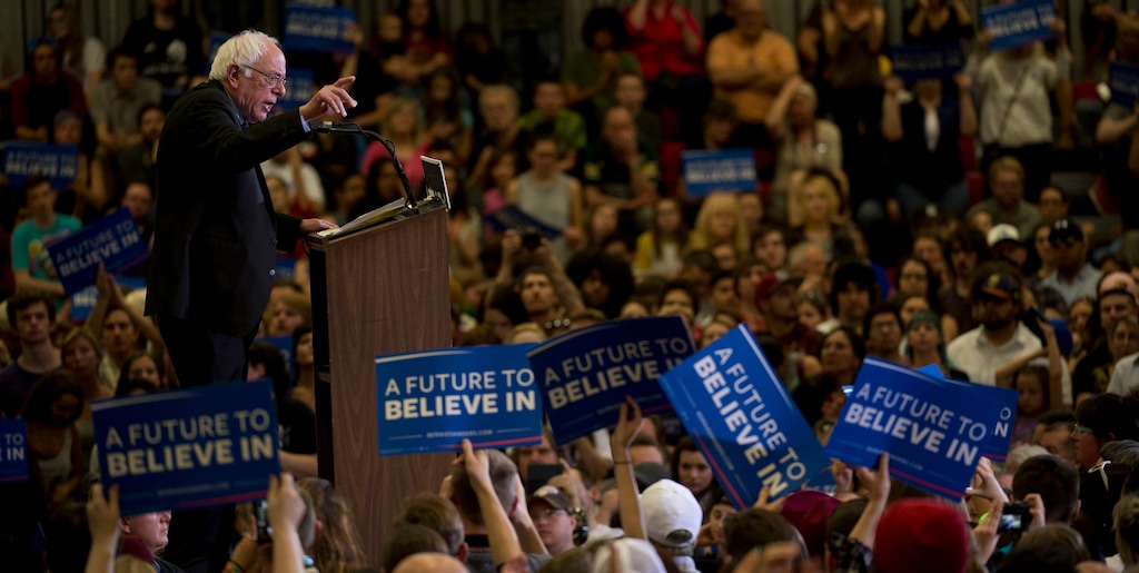 Jeremy Harmon  |  The Salt Lake TribuneBernie Sanders speaks to an enthusiastic crowd at West High in Salt Lake City on Monday, March 21, 2016. The Democratic presidential candidate spoke in Utah on the eve of the 2016 caucus.