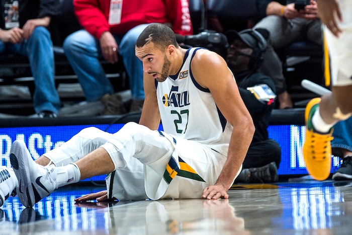 (Chris Detrick  |  The Salt Lake Tribune)  Utah Jazz center Rudy Gobert (27) during the game at Vivint Smart Home Arena Friday, January 19, 2018.  