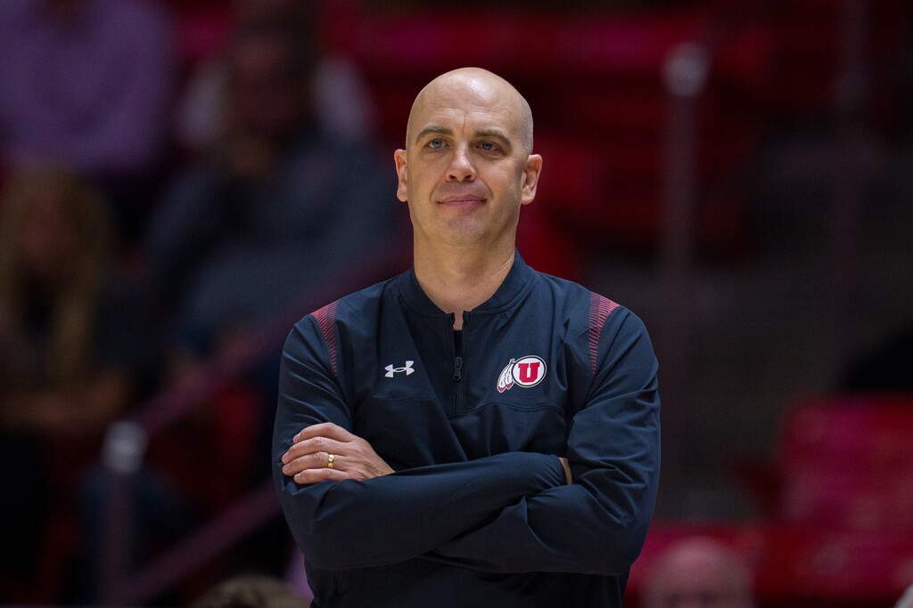 (Trent Nelson  |  The Salt Lake Tribune) Utah coach Craig Smith as the Utah Utes host the Westminster Griffins, NCAA basketball in Salt Lake City on Thursday, Nov. 4, 2021.