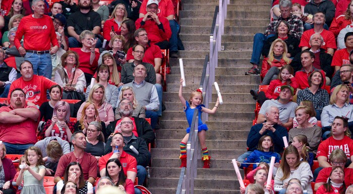 (Leah Hogsten  |  The Salt Lake Tribune) The No. 4 Utah gymnasts host No. 20 Georgia in the final regular season meet at Jon M Huntsman Center in Salt Lake City Friday, March 16, 2018. 