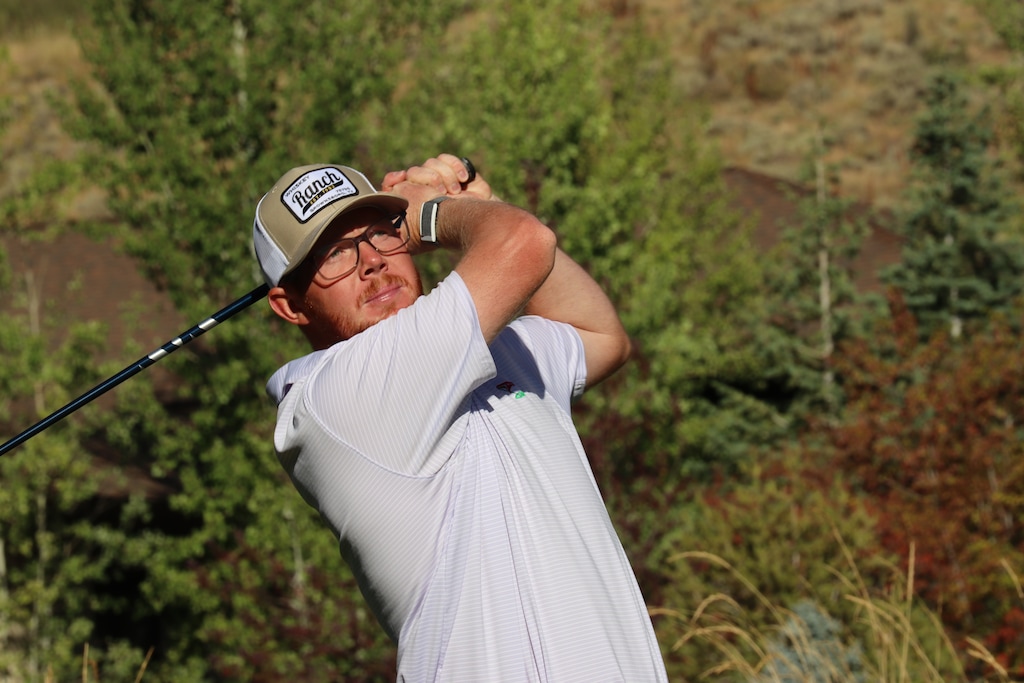 (Photo Credit: Fairways Media/Randy Dodson) Mitchell Schow, pictured, becomes the first active University of Utah golfer to win the State Amateur since the late Eric Hogg in 1981, defeating Ute teammate Blake Tomlinson 3 and 2 in the 36-hole final at Jeremy Ranch Golf & Country Club on Saturday, Sept. 5, 2020.