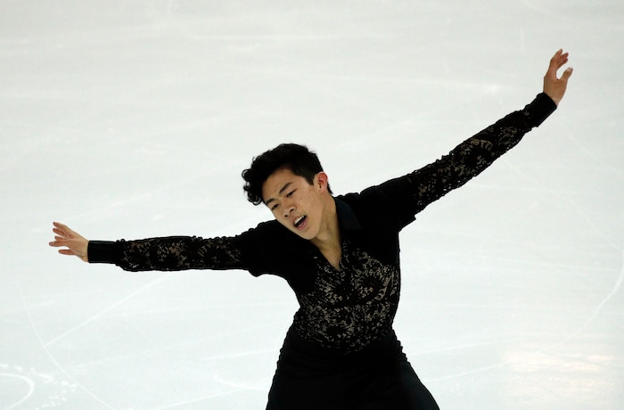 Nathan Chen of the U.S competes in the Men Short Program during ISU Grand Prix of Figure Skating Final in Marseille, southern France, Thursday, Dec. 8, 2016. (AP Photo/Christophe Ena)