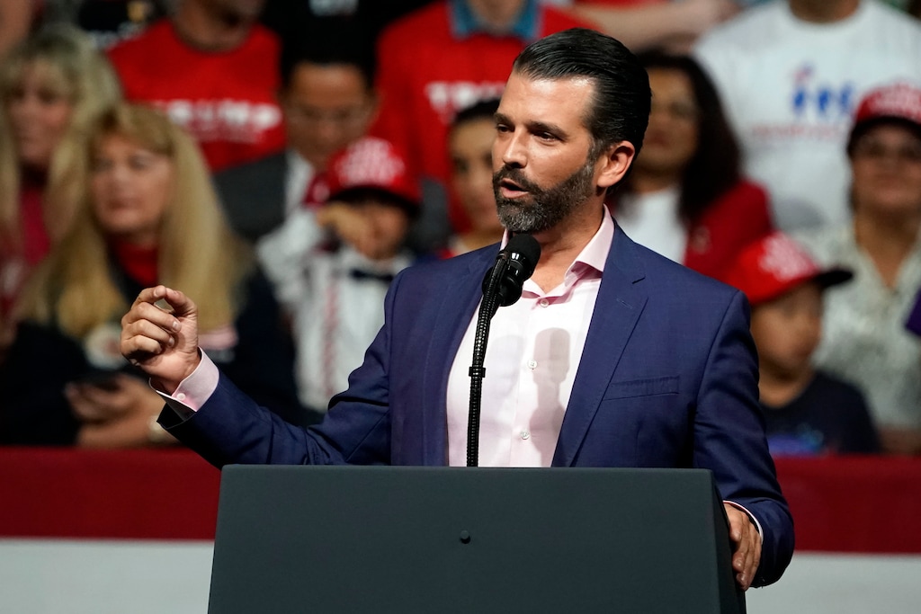 (Rick Scuteri | AP file photo) In this Feb. 19, 2020, file photo Donald Trump Jr. speaks at a rally before President Donald Trump appears in Phoenix. He says the reduction of Bears Ears National Monument is a way to increase public access, not develop the land.