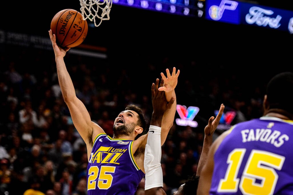 (Trent Nelson | The Salt Lake Tribune)  Utah Jazz guard Raul Neto (25). Utah Jazz v Indiana Pacers, NBA basketball at Vivint SmartHome Arena in Salt Lake City on Monday Nov. 26, 2018.