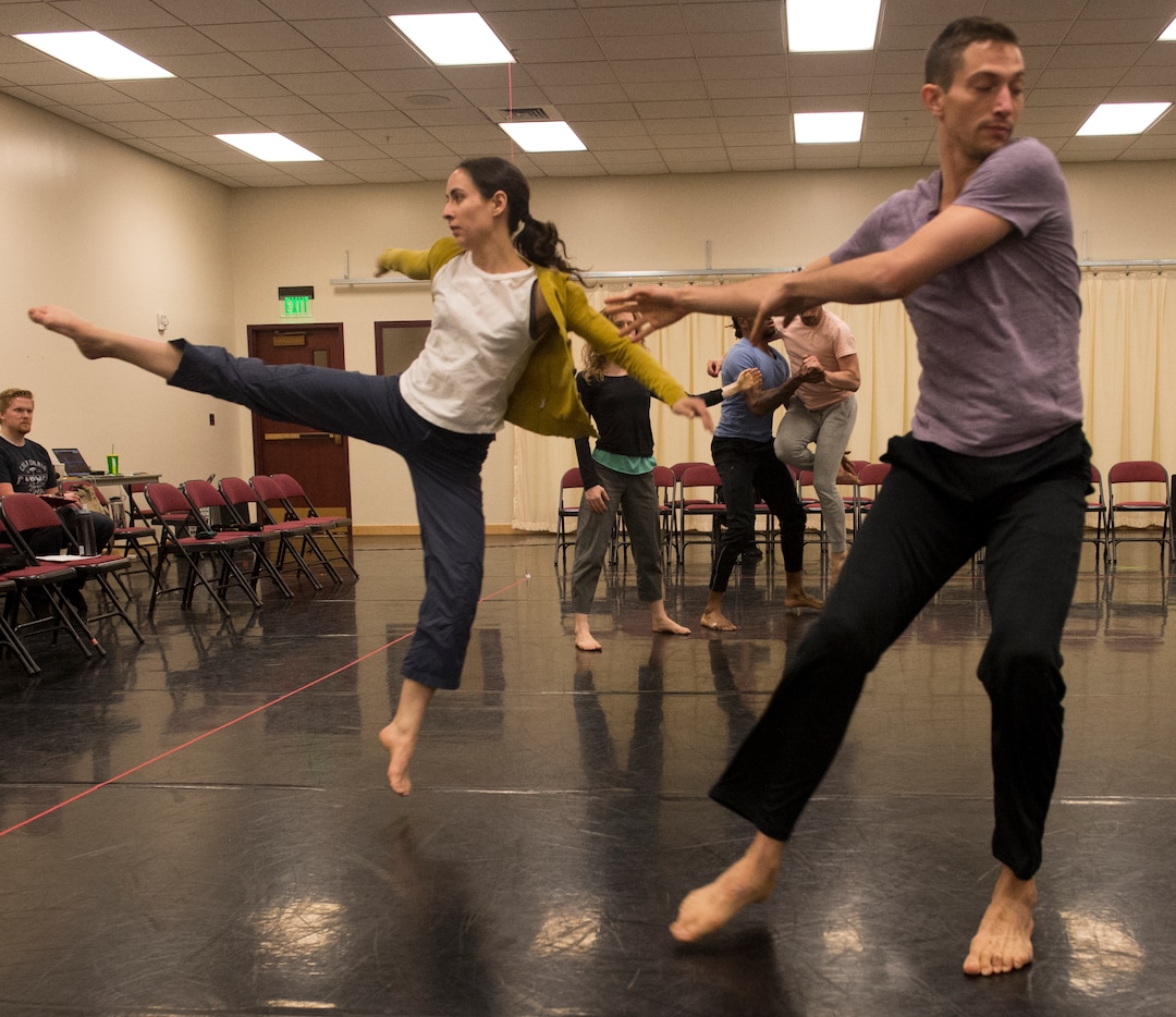 (Rick Egan  |  The Salt Lake Tribune)     Ririe-Woodbury dancers Melissa Younker and Daniel Mont-Eton rehearse for their show next week, and for their upcoming international tour to South Korea and Mongolia. Wednesday, April 18, 2018.