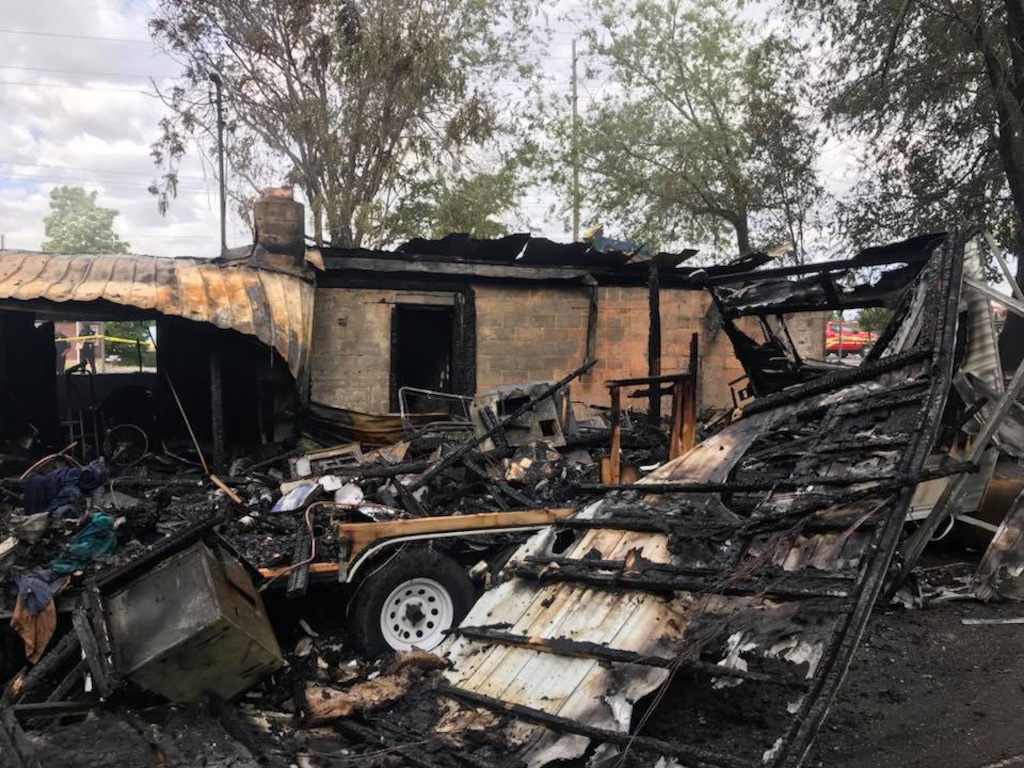 (Courtesy Provo Fire Department) The charred remains of a structure at 1455 S. State St. in Provo that burned Friday, June 1, 2018, killing a woman and two dogs. The fire's cause is still unknown.