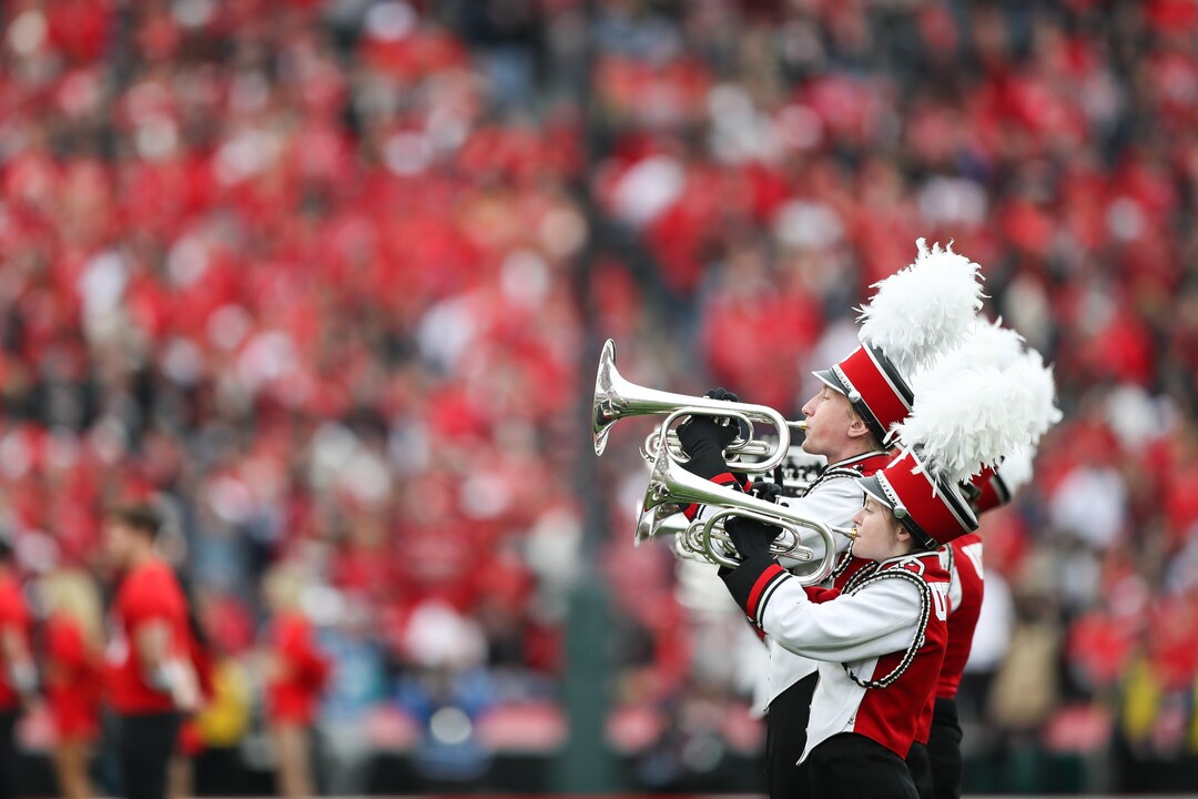 (Meg Oliphant | Special to The Tribune) The Utah Utes marching band performs ahead of the game against the Penn State Nittany Lions at Rose Bowl Stadium on Jan. 2, 2023 in Pasadena, Calif.