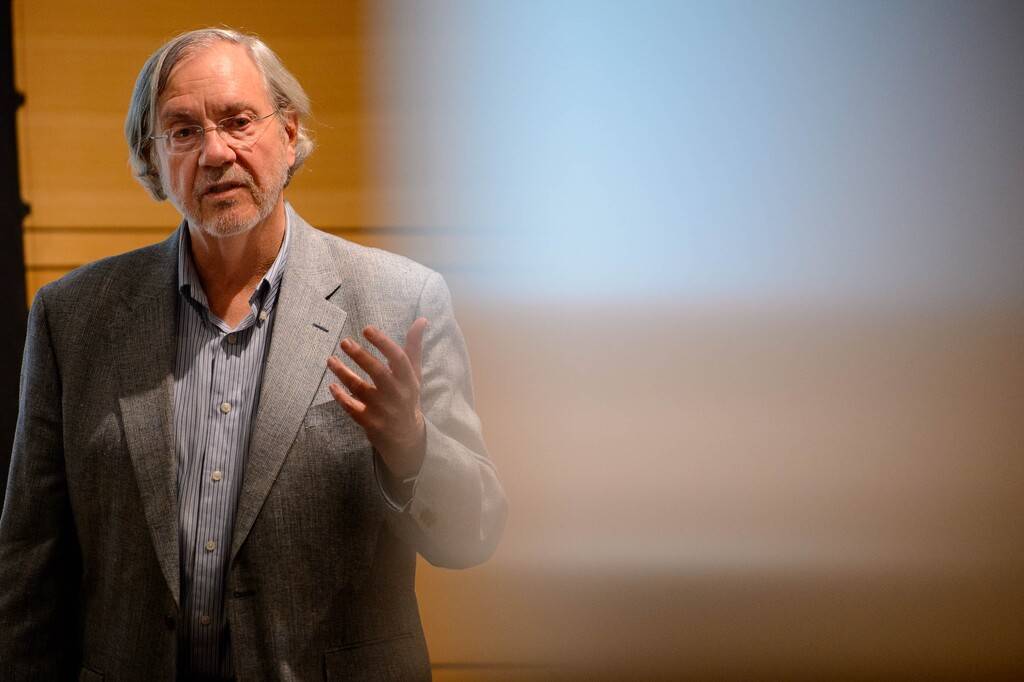 (Trent Nelson  |  The Salt Lake Tribune)Steve Bannister speaks at "Fertility Decline: Richer Lives for All," a presentation by the Utah Population and Environment Council in Salt Lake City on Monday Oct. 21, 2019.