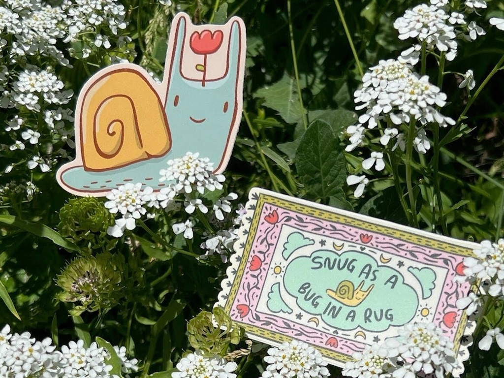 (Rachel Ostler) Stickers made by Utah artist Rachel Ostler of Snail Days Club, one of 35 Utah artists who will be represented at the first StickerCon, held Sunday, July 7, 2024, at Copperhive Vintage in South Salt Lake.