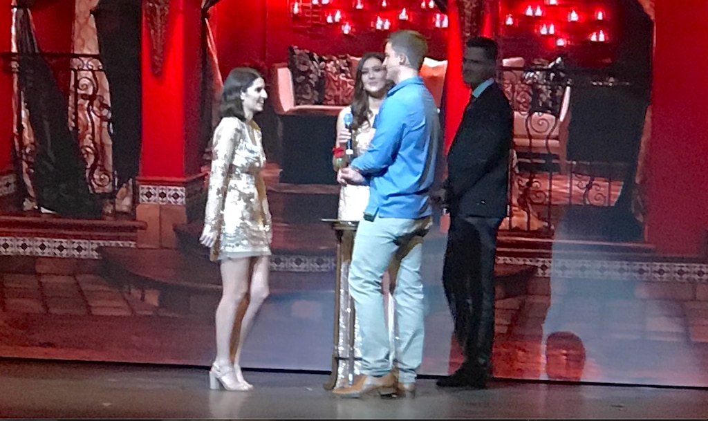 (Scott D. Pierce | The Salt Lake Tribune) Audri, Becca Kufrin, Crispin Calvert and Ben Higgins at "The Bachelor Live on State."