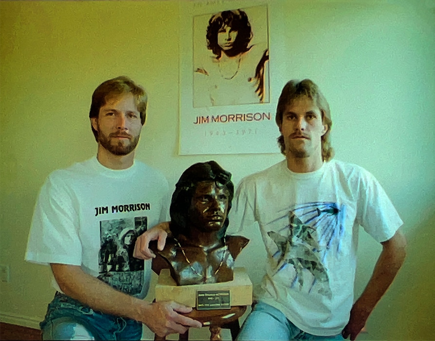(Rick Egan | The Salt Lake Tribune) In this 1994 file photo, Todd Mitchell, left, shows the bust he commissioned of Doors singer Jim Morrison that he and Dan Mitchell, right, tried to install on Morrison's headstone in Paris. 