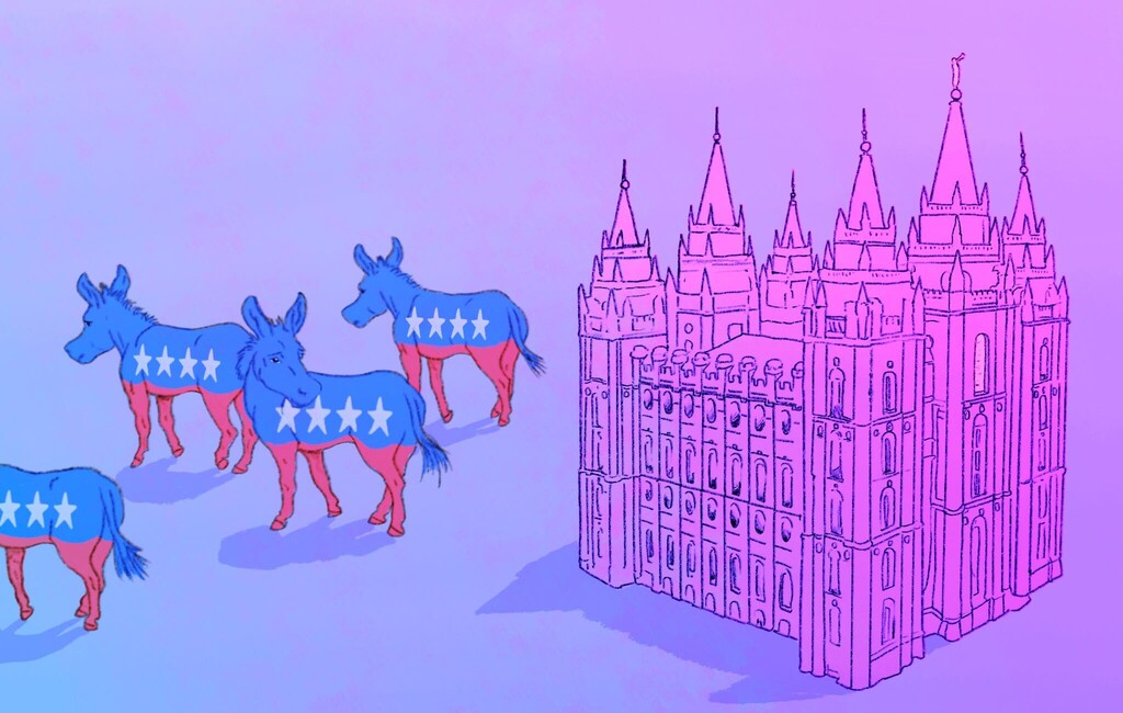 (Illustration by Christopher Cherrington  |  The Salt Lake Tribune) The alienation of liberal Latter-day Saints, argues religion scholar Taylor Petrey, is a risk the church can't afford.
